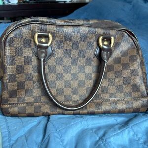 Brown Checkered Handbag